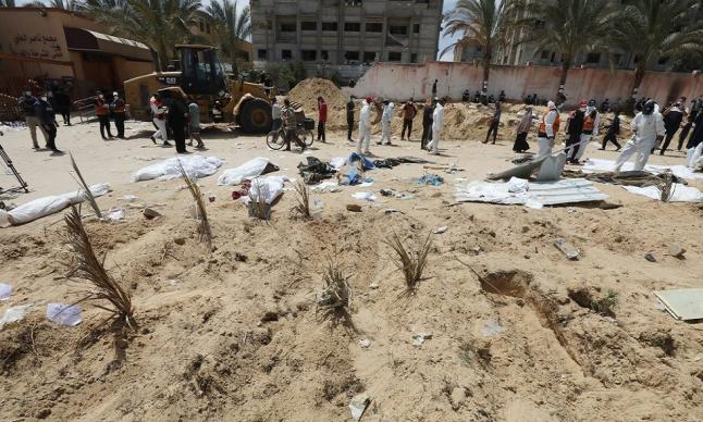 الهيئة الدولية حشد الكشف عن المقابر الجماعية في قطاع غزة حلقة مفزعة ومروعة تعطي دليل إضافي على حجم وطبيعة جريمة الإبادة